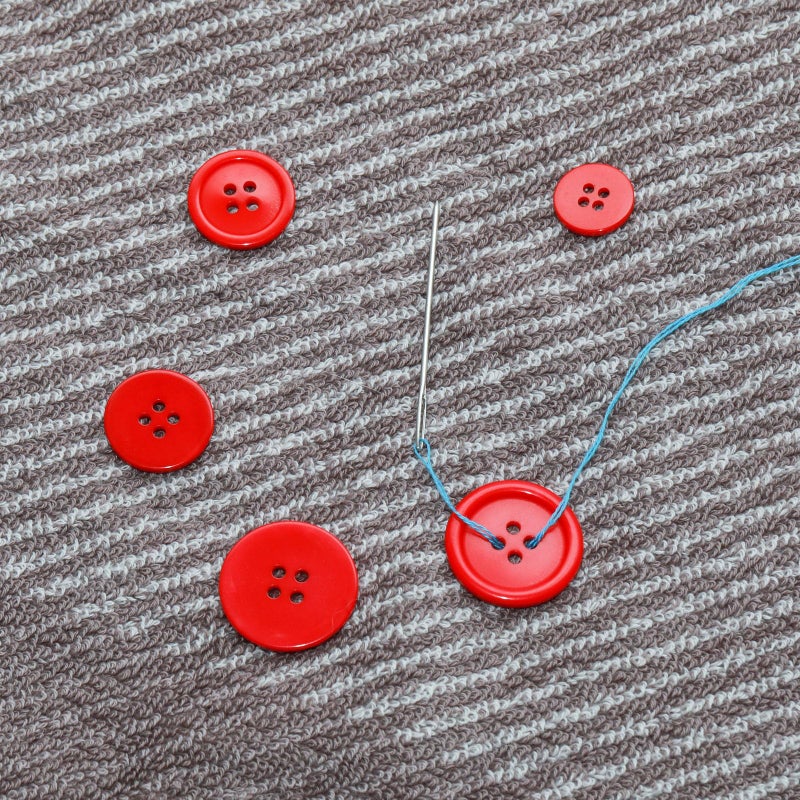 Lilaly 100 pcs Buttons for Crafts Buttons, Button DIY Buttons, Mixed Sewing Buttons, 5 Sizes of Black Round Mixed Buttons Suitable for for Crafts, Coats, Shirts, Pants, Shorts and More (Red) - Image 5